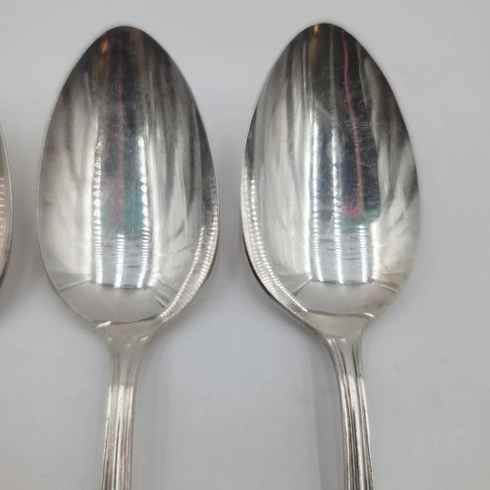 Oneida Community Ardsley Silverplate Serving Spoons Set of 4 Floral Art‎ Deco
